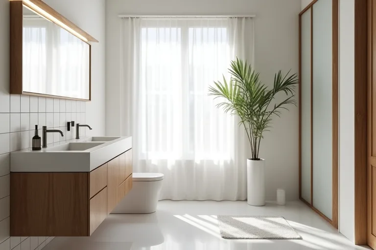 A medium-sized bathroom vanity that shows how width and depth affect room flow.