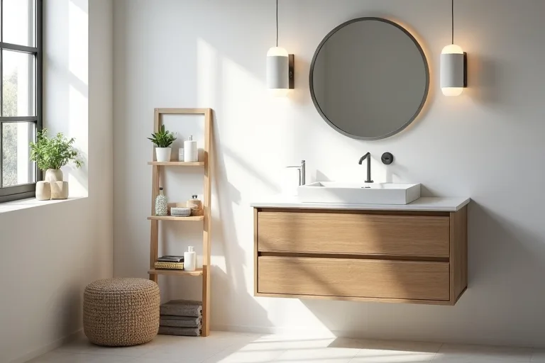 A realistic bathroom vanity scene showing the kind of budget-conscious planning that supports a full upgrade.