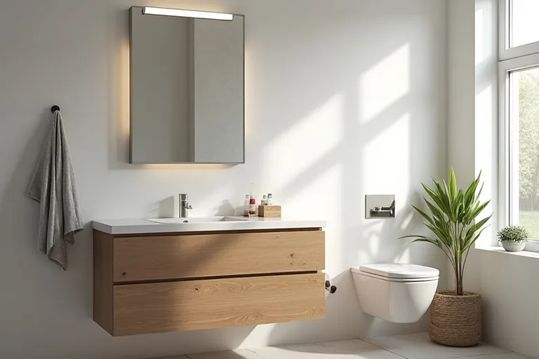 A bathroom vanity counter planned around sink, faucet, and plumbing compatibility.