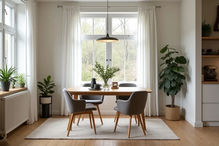 A practical dining area showing space planning and a simple table setup before purchase