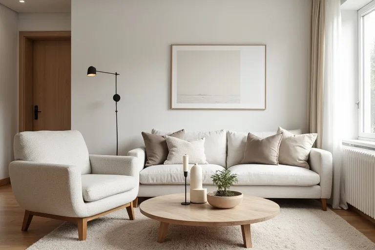 A modern room styled with a simple chair, clean surfaces, and restrained decorative details.