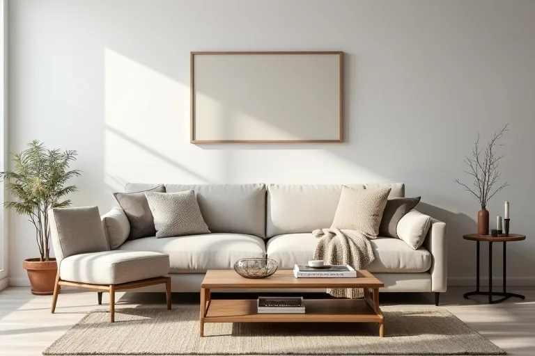 A softly styled modern corner with warm texture, simple decor, and balanced natural light