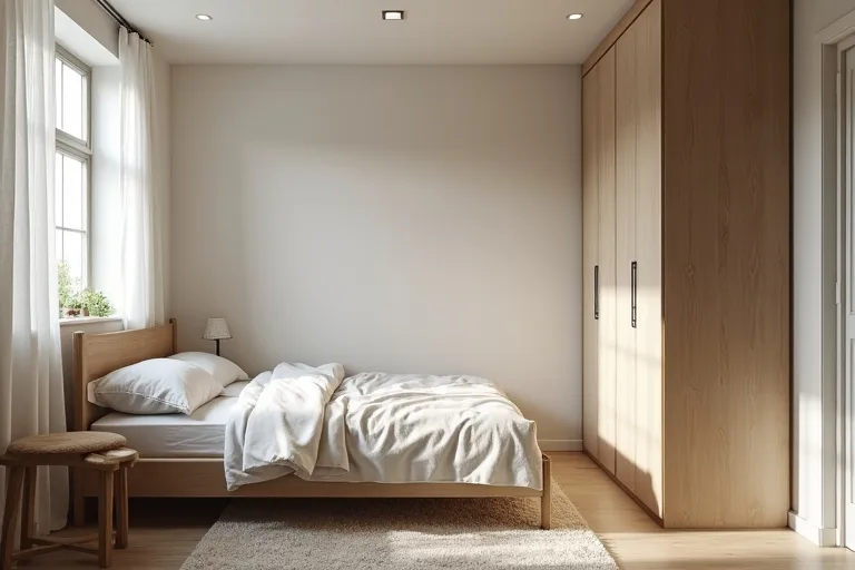 Small bedroom storage placed neatly along one wall with clear circulation space.