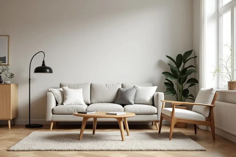 Small living room with a balanced coffee table and seating layout