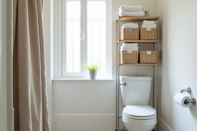Small modern bathroom with better storage and a softer finish