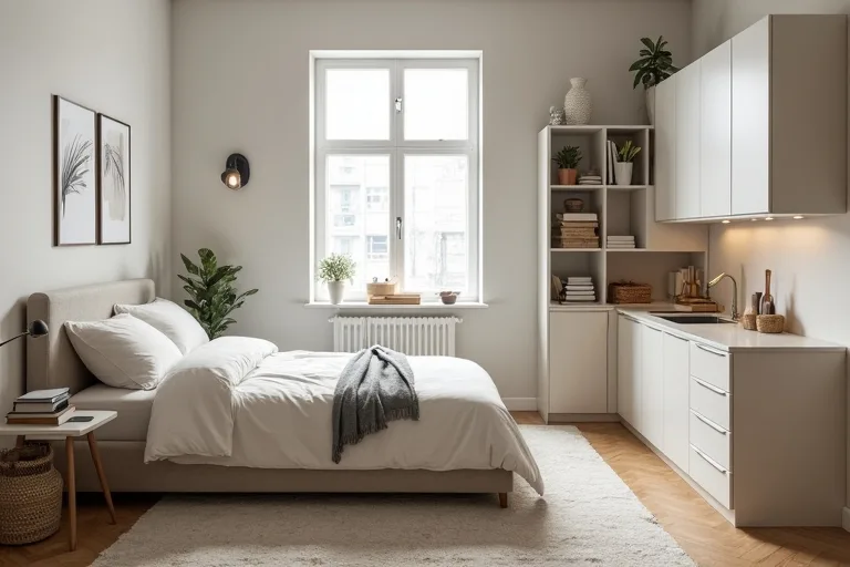 Small home layout planning scene with clear zones and practical furniture placement