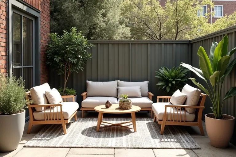 Design a small patio that feels organized and inviting with smart seating, a practical rug, and a simple layout that makes the most of limited space.