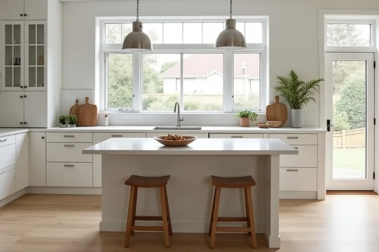 A practical kitchen island styled for everyday use with simple surfaces and enough working space.