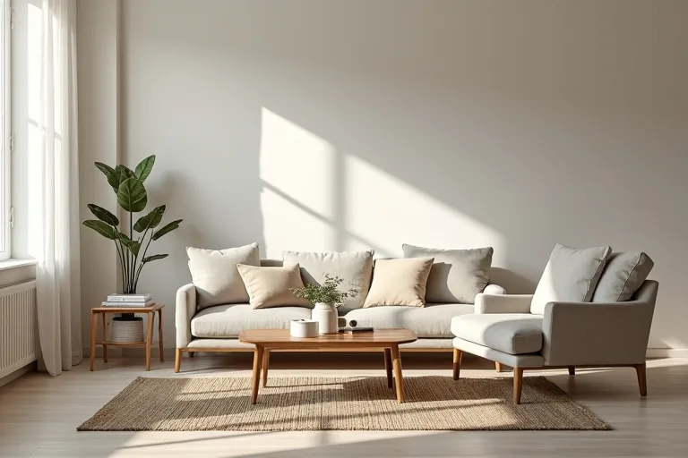 Area rug used to anchor a living room seating area with a sofa and armchair