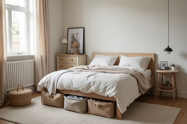 A bedroom layout with practical storage decisions that show why measuring first matters