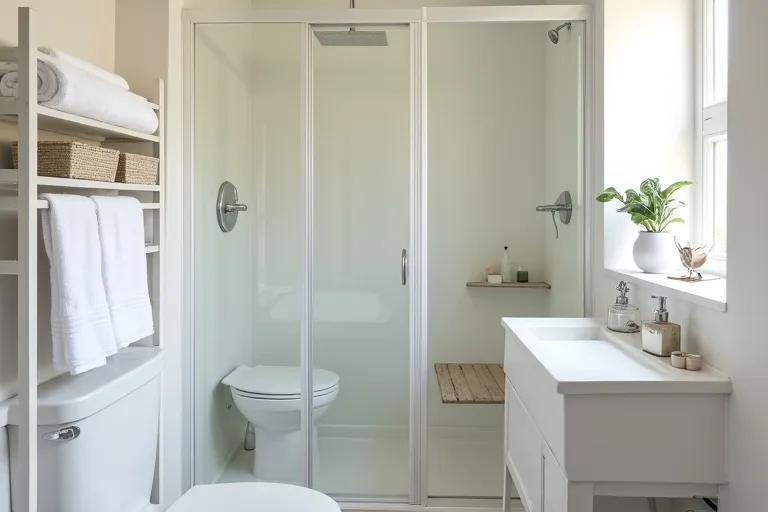 A rustproof shower caddy organizing shower essentials without visual clutter