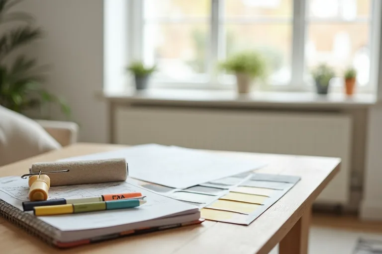 A peel-and-stick floor tile sample and planning notes for a practical low-cost flooring update.