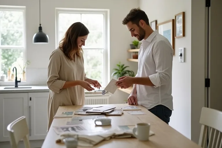 Budget upgrade samples and tools laid out for a practical home planning decision.