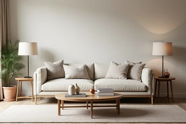 A living room seating area with clear pathways, a rug, and a coffee table arranged for better flow