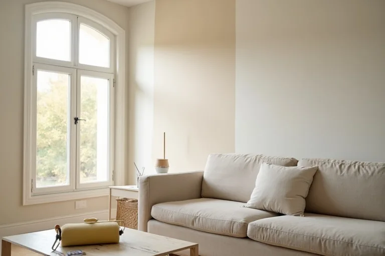 A practical home interior showing a simple renovation choice between repainting and replacing furnishings.
