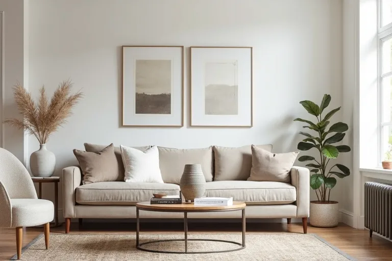Neutral transitional room details showing calm finishes and restrained styling