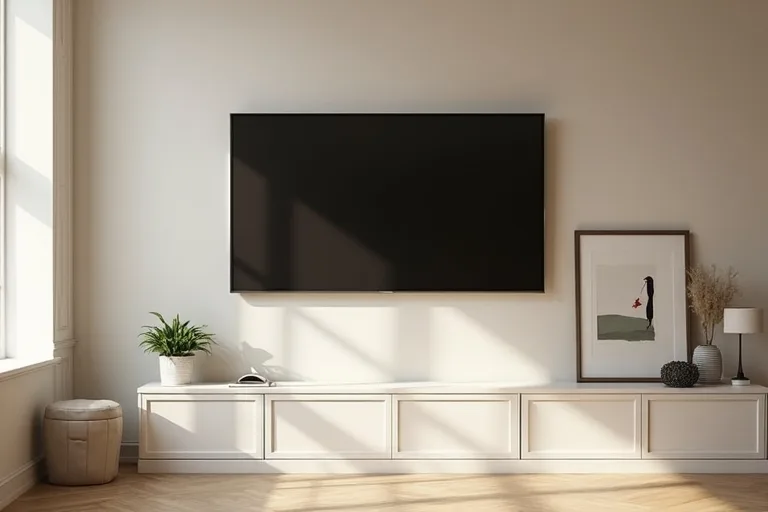A simple TV wall that shows how placement and a small console affect the overall look