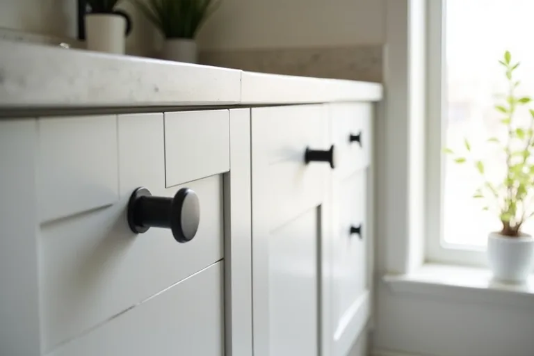 A calm kitchen or bathroom corner showing coordinated fixture choices that feel polished but practical