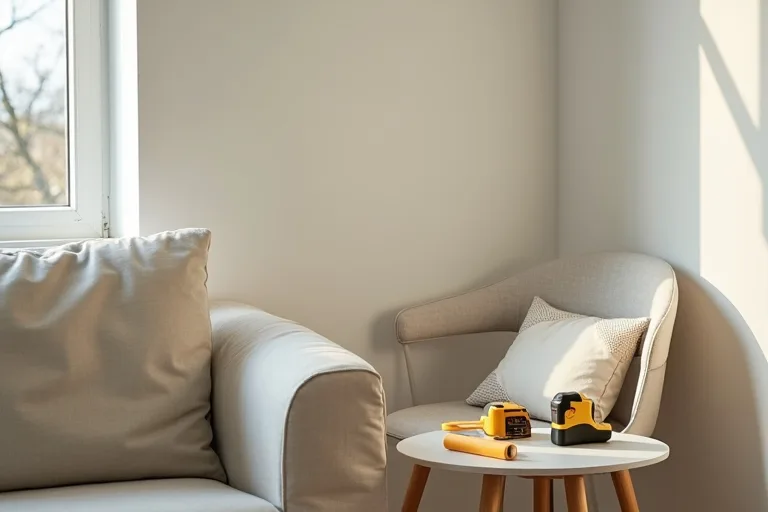 A practical home update scene with paint tools and samples ready for a final decision