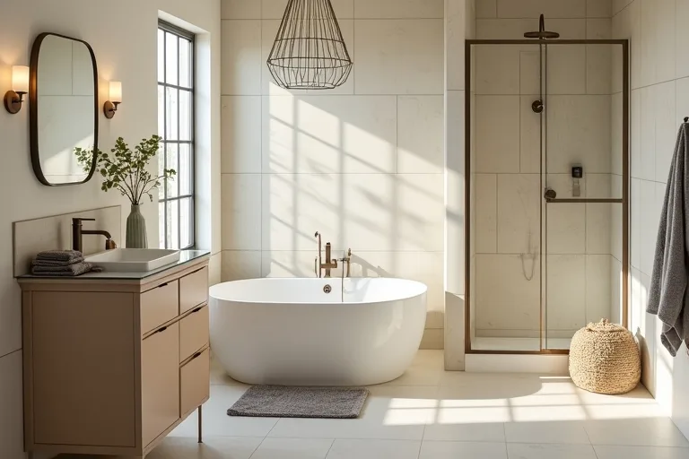 A bathroom with clear surfaces, closed vanity storage, and a simple layout that feels more balanced.