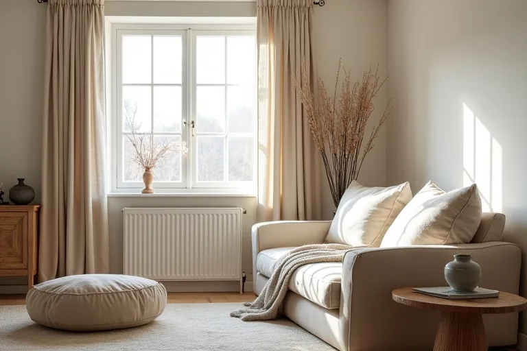 A practical rustic room with neutral decor, natural textures, and simple finishing touches.