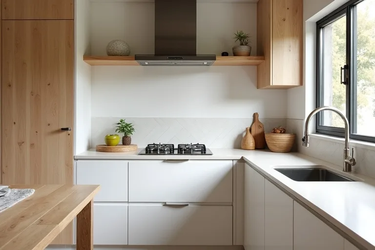 A calm renovated kitchen where the countertop fits the layout and everyday use